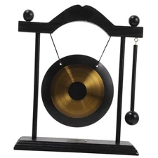  1 Set Gong with Stand and Mallet Feng Shui Brass Gong Chinese Gong Desktop 