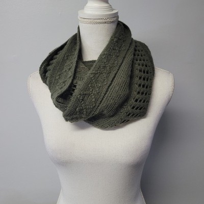 Francescas Olive Green Infinity Scarf Crochet Knit Bobble Detail 503442-OLIVE