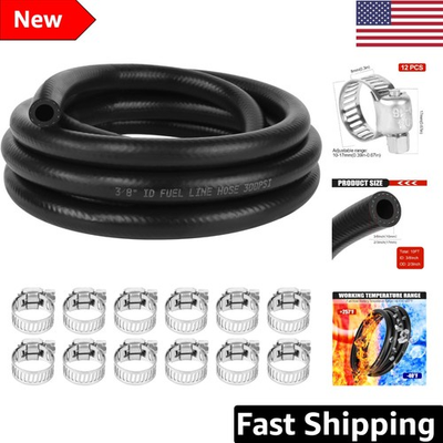 #ad Exceptional NBR Rubber Fuel Line Hose 10FT High Pressure 300PSI with 12 Clamps $33.99