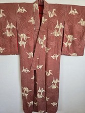 1910s,Antique Japanese Silk KIMONO Robe p,Gown, Dressing,Lingerie, Nightwear,133