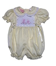 Vintage Fine  Dandy Baby Girl Yellow Bunny Romper 6/9 Months