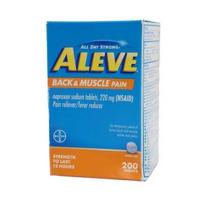 Aleve Back & Muscle Pain Reliever Naproxen Sodium Tablets, 200 Count EXP 2027