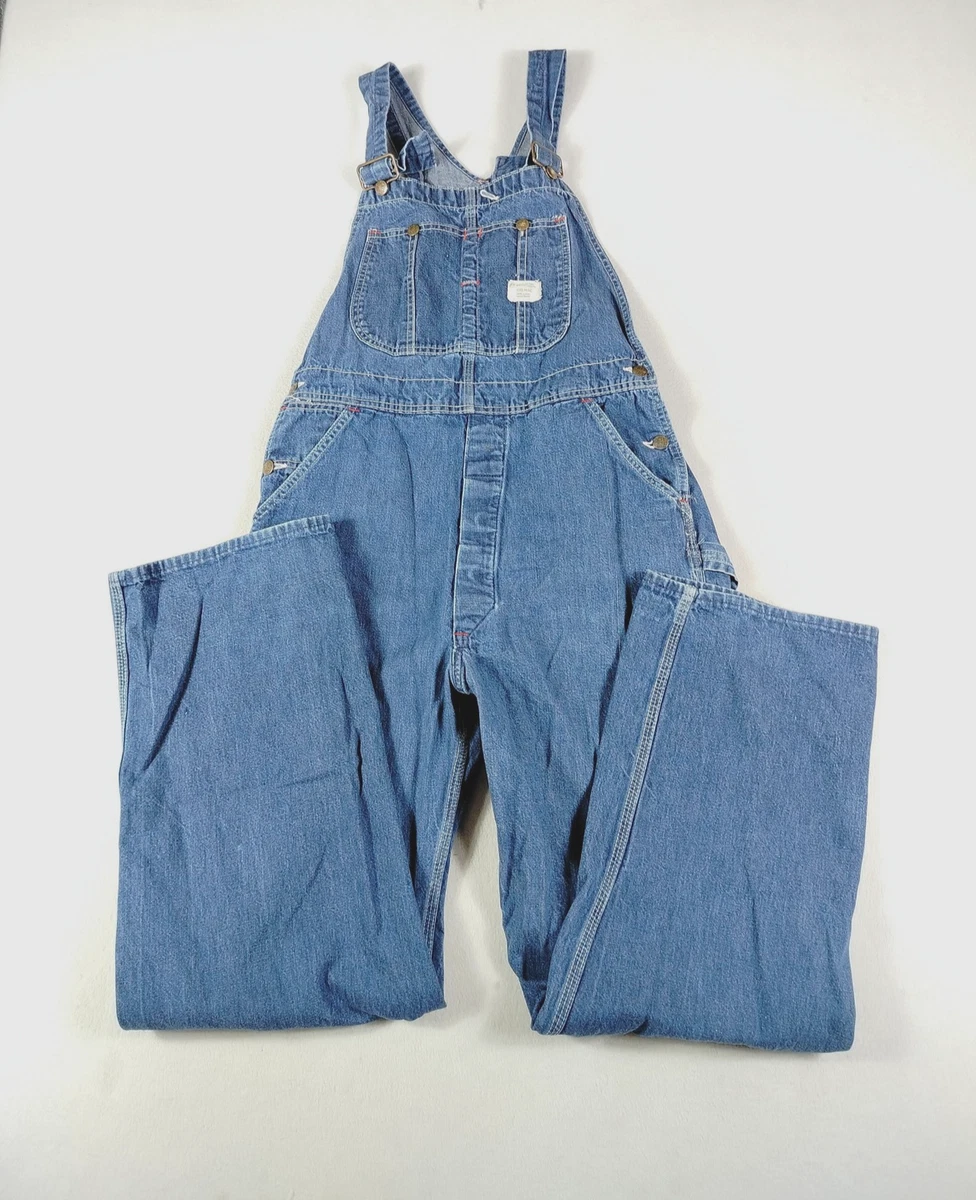 Vintage Big Mac Bib Overalls Mens Large Blue Denim Square Bak