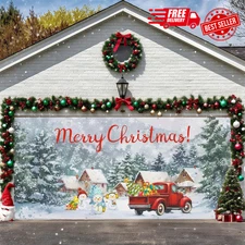 Christmas Snowman Garage Door Cover - 6 x 13 Ft Holiday Wall Decoration