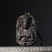 Agarwood Carving Dragon Phoenix Pure Bottle Guanyin Head Hanging Pendant Crafts