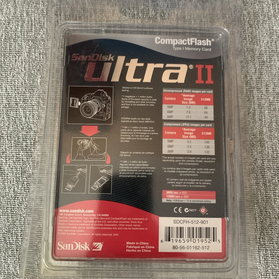 Sandisk Ultra II CF 512mb Compact Flash Card (SDCFH-512-901)- (New) - Image 3 of 4
