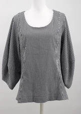 Pomander Place Tuckernuck Black Gingham Malarie Blouse Womens XXL Preppy 2XL New