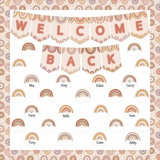 Boho Rainbow Welcome Bulletin Board Decoration Set Welcome Back to School Bul...