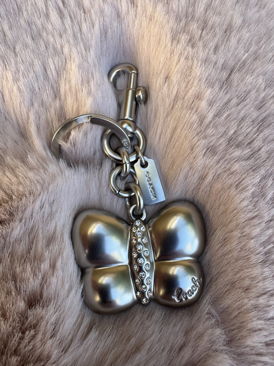Coach Butterfly Silver 3D Bag Charm Keychain Fob Holder CH842