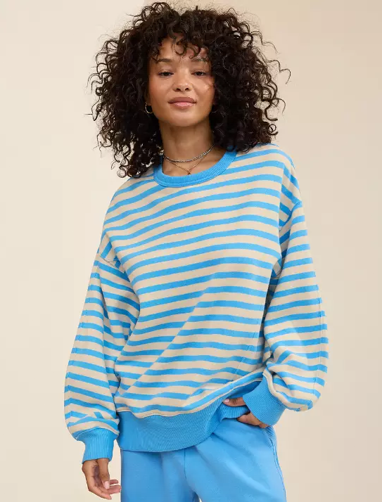 Aerie Go-To Sweatshirt Blue Vinyl NEW