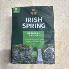 Irish Spring Deodorant Bar Soap Original Clean 8 Pack 3.7 oz 3 Bars New