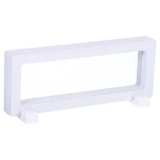 3D Floating Display Frame Coin Jewelry Case with Base 7" x 2.8" White