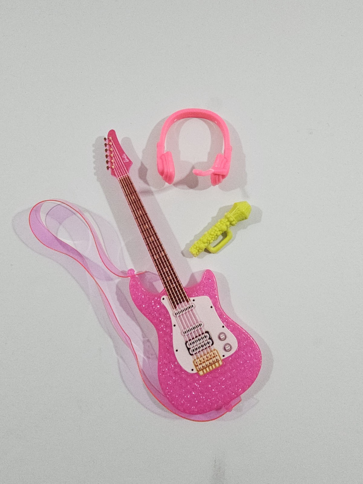 Barbie Pink Glitter Electric Guitar With Strap Doll Accessor