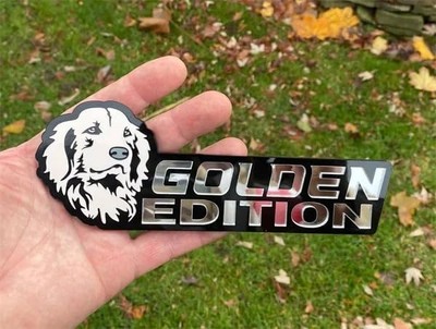 Dog Edition Car Badges Laser Cutting Vehicle Emblem,3D Golden Retriever 