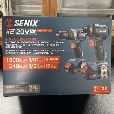 Senix S2K2B2-01 20V Max* 2-Tool Combo Kit w/2 Batteries (2 Ah) New