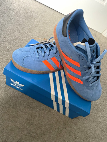 adidas Gazelle J adidas Originals Suede Blue Orange Black UK 4 JP7124