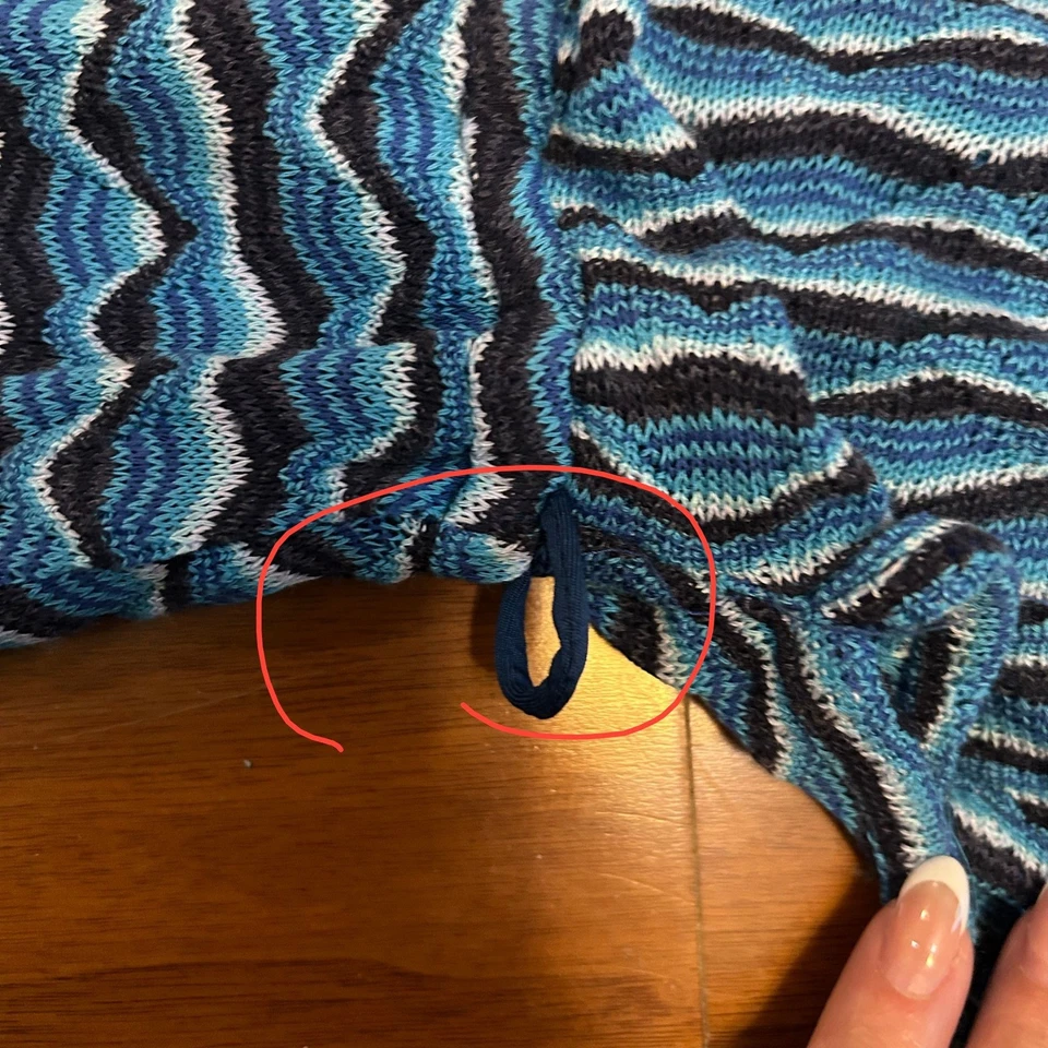 Vestido Hale Bob XS Tejido Azul Patrón Ondulado Funda Mini Cóctel Sin Cinturón Foto 4 de 4