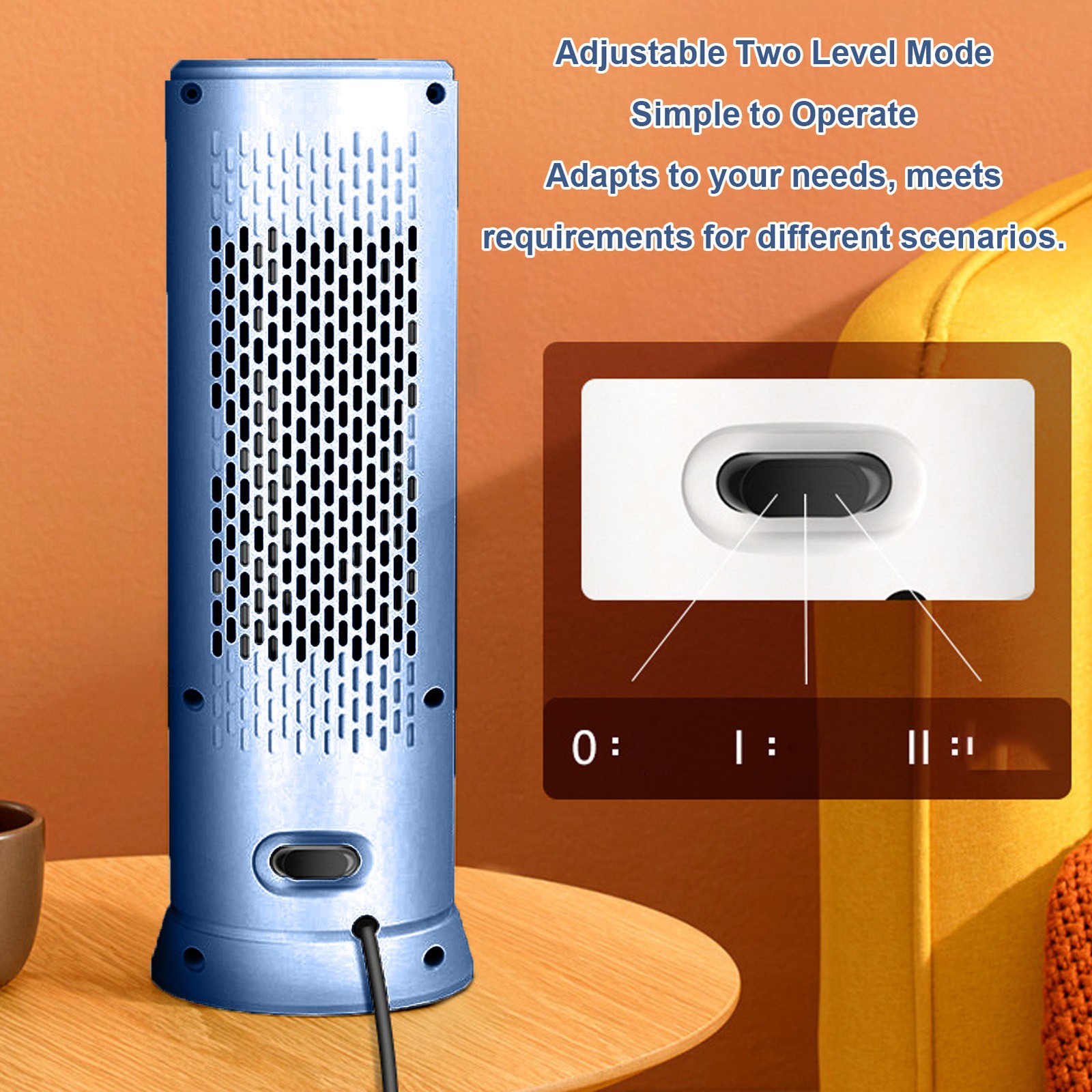 Desktop Space Heater Auto Power Off Energy Efficient Fast Heating PTC Ceramic He