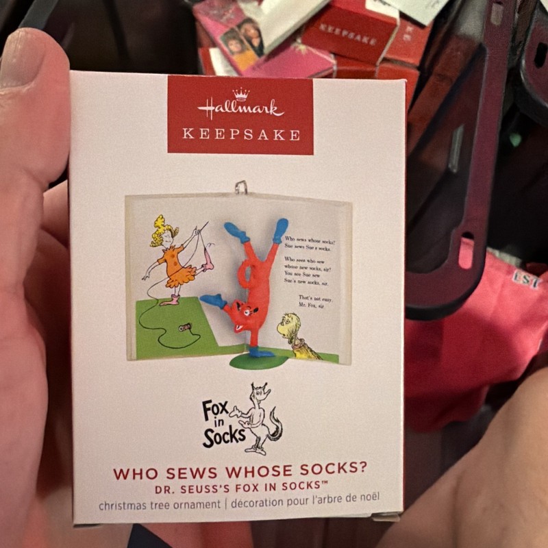 2023 WHO SEWS WHOSE SOCKS - DR. SEUSS'S FOX IN SOCKS  HALLMARK KEEPSAKE ORNAMENT
