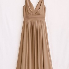 Lulus Light Taupe Plunge Maxi Dress Bridesmaid, Formal, Prom Sz S