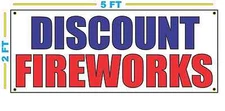 DISCOUNT FIREWORKS Banner Sign 2X5 NEW 4 Stand Shop party holidays