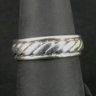 HAN Ring Silver Band with Slanted Lines Sterling 925 Size 6.5 Band Ring ...