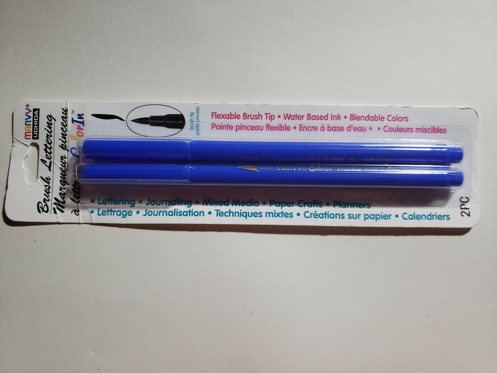 Marvy "Color In" Brush Lettering Marker (2Pc) Blue - 2 Marke