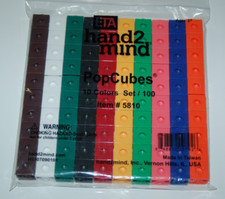 ETA hand2mind PopCubes, 10 Colors Set/100 Item 5810 Teaching Manipulative