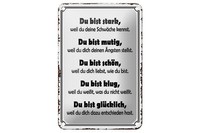 Blechschild Spruch 12X18 Cm Du Bist Stark, Mutig, SchöN Deko Schild