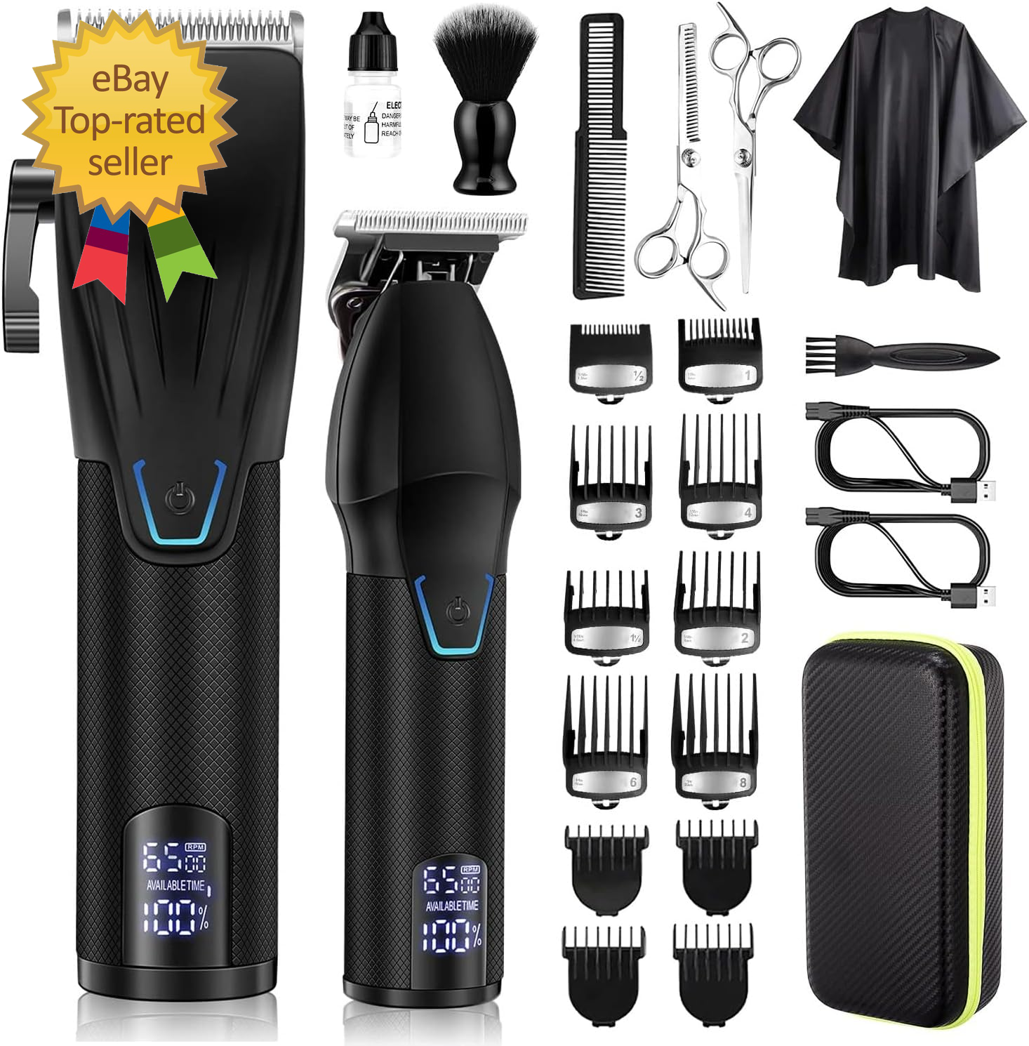 Professional Cordless Hair Clippers & Trimmer Kit for Men - Barber-Grade Set  
