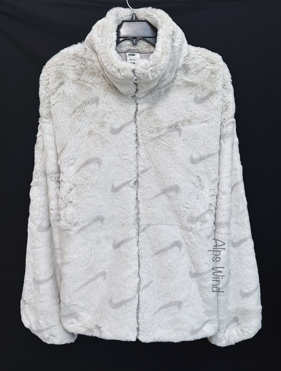 Nike Sportwear Womens 2XL Plush Printed Loose Fit Faux Fur Jacket  DQ6842-072 NWT