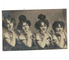 SA3004 VICTORIAN MODELS IN SAME POSE MODELLING TOGETHER RPPC