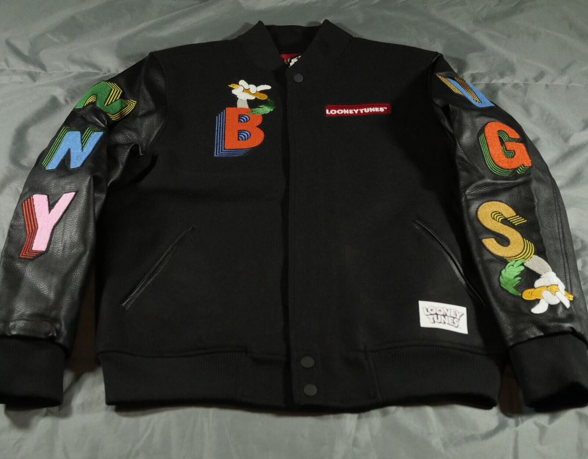 Bugs Bunny Jacket Mens Large Black Looney Tunes Varsity Freeze Big
