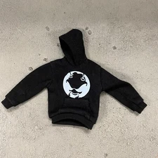 VD-PKHD-MEZ: 1/12 Black pocket hoodie w/ logo for 6" Mezco, SHF, Figam Slim body