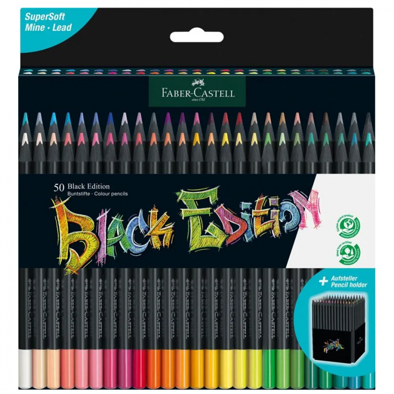 Faber-Castell Black Edition Colour Pencil Wallet (50pc)