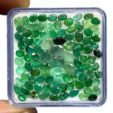 Natural Emerald Oval Cut Lot 17 Cts 120 Pcs 3mm-5mm Loose Green Gemstones