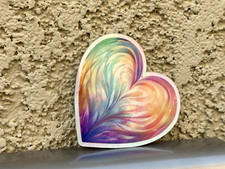 Holographic Heart Shaped Sticker - Laminated