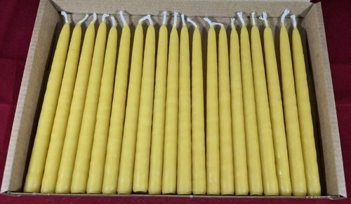 20 x 100% beeswax HAND DIPPED TAPER CANDLES in box ECO-FRIENDLY size: 14cm x 1cm - Picture 3 of 3