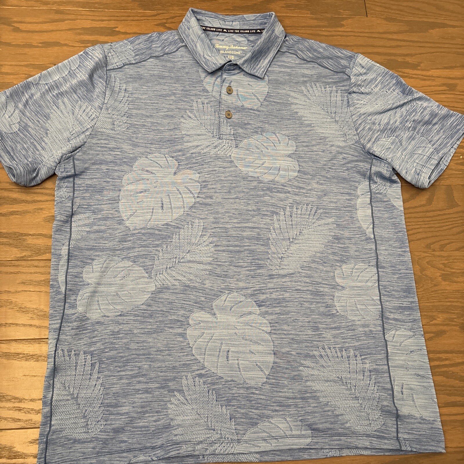 Tommy Bahama Men’s Large L Blue Island Zone Floral Stretch Performance Polo Shirt