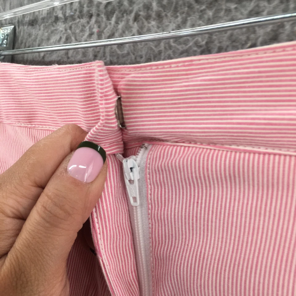 Pantalones chinos Isaac Mizrahi para mujer 18 rayas rojas mezcla de algodón pierna recta informales Foto 4 de 4