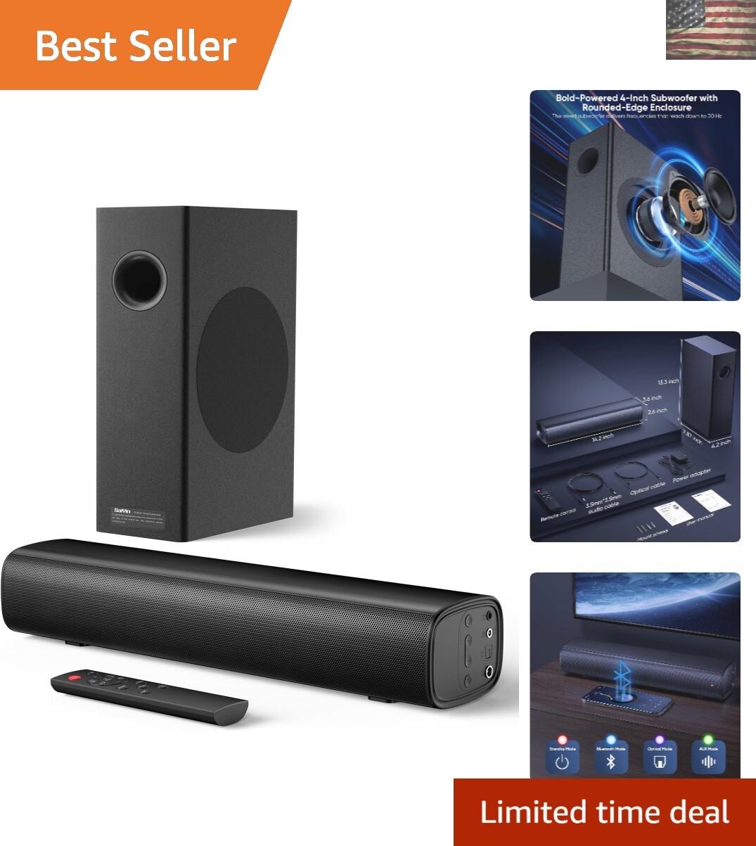 Bar With 4-inch Subwoofer - Immersive Surround Sound
