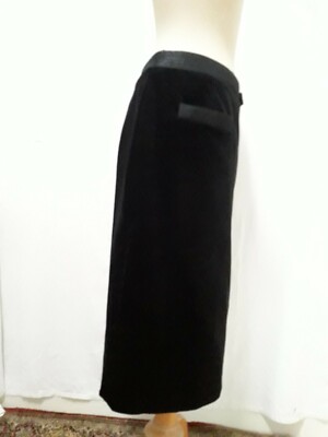 N30 Jupe droite noire velours ras CAROLINE ROHMER T.42 Black velvet skirt sz L