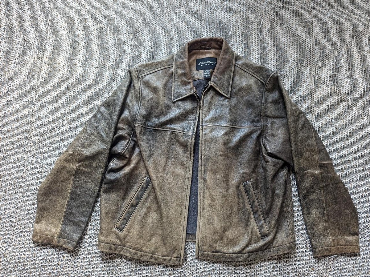 vintage 1990s brown EDDIE BAUER leather jacket XL motorcycle