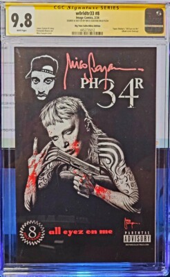 W0rldtr33 #8 All Eyez on Me Homage Mico Suayan Signed w/ Tupac Remark CGC 9.8