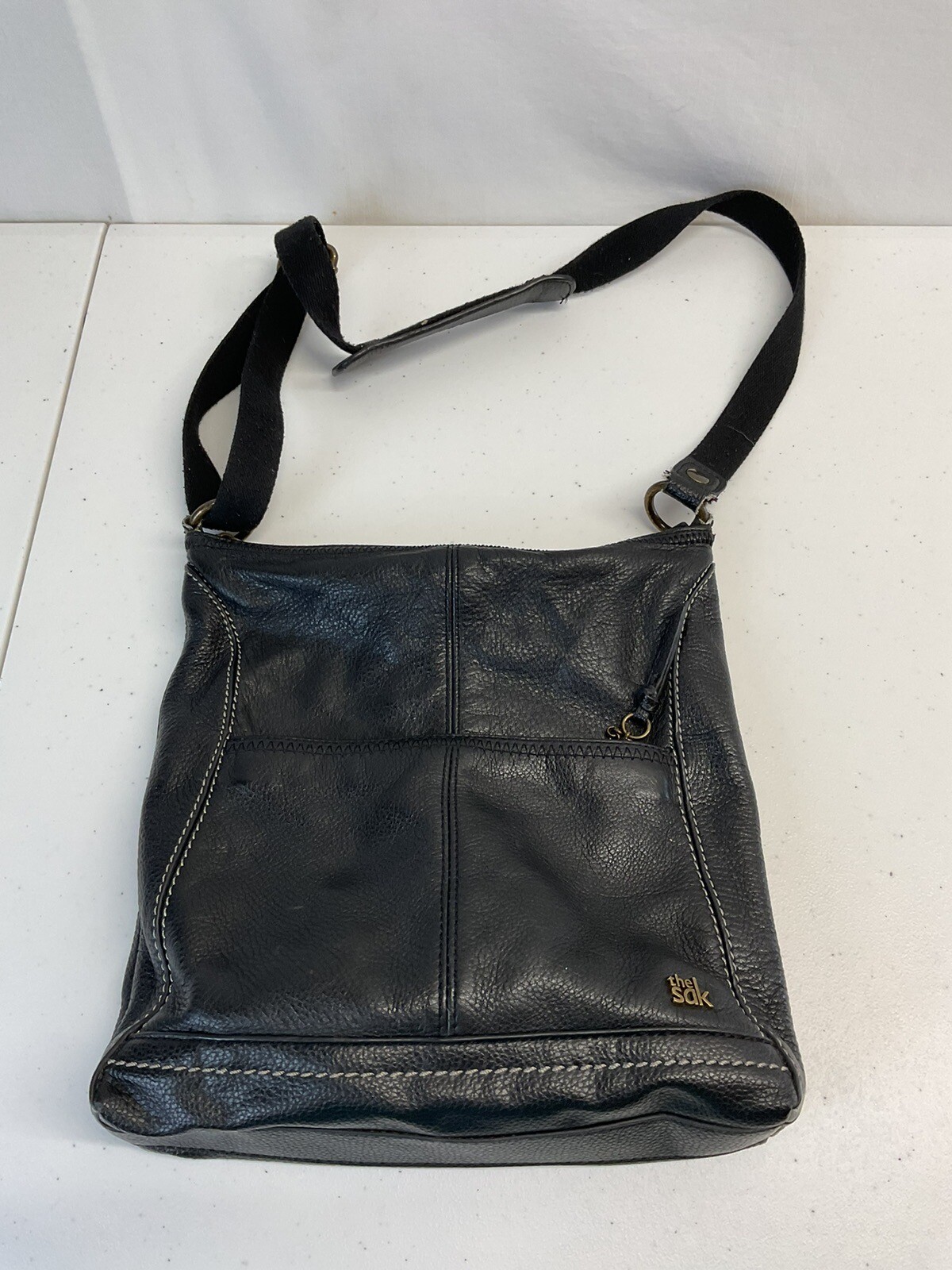 The Sak Iris Black pebbled Leather Cross Body Bag Pur… Gem