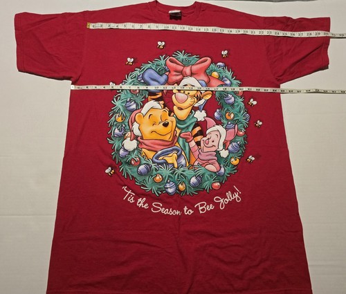 Vintage Christmas T Shirt Winnie The Pooh Disney One Size Red Disney Store - Picture 6 of 10