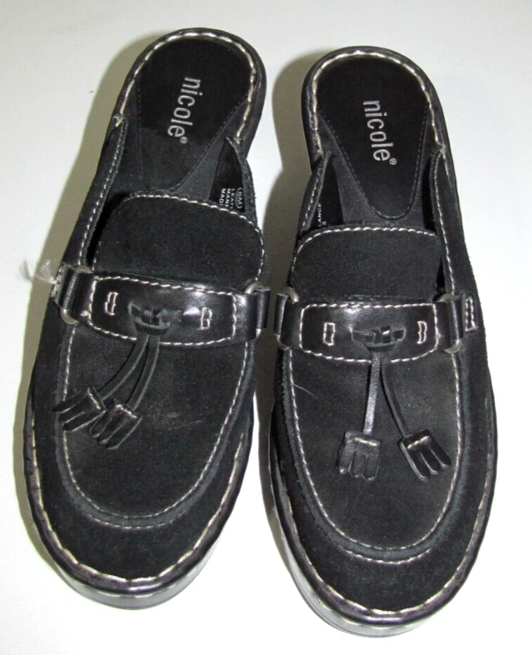 Женские черные клоги Nicole Markie на каблуках с открытой спиной без шнуровки кисточки (размер 6 М) - Изображение 2 из 4