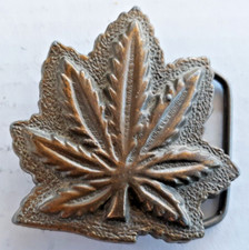 2.5" metal belt buckle cannabis marijuana leaf 2.25" long belt 1.75" unbranded
