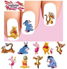 Waterslide Nail Decals Set of 48 - Winnie the Pooh Tigger Piglet Eeyore Assorted