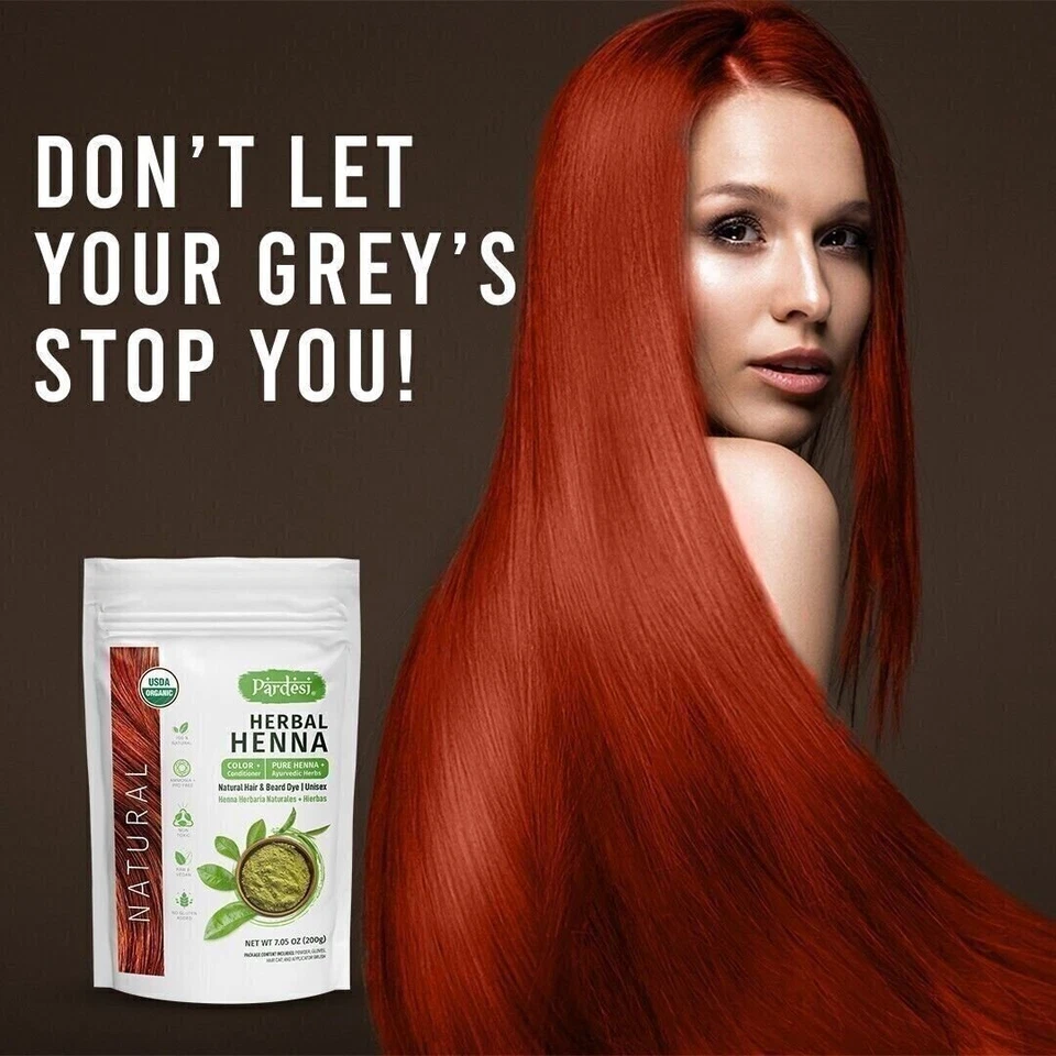 Polvo de henna natural para cabello USDA orgánico 7,05 oz (200 g) tinte natural para cabello y barba Foto 4 de 4